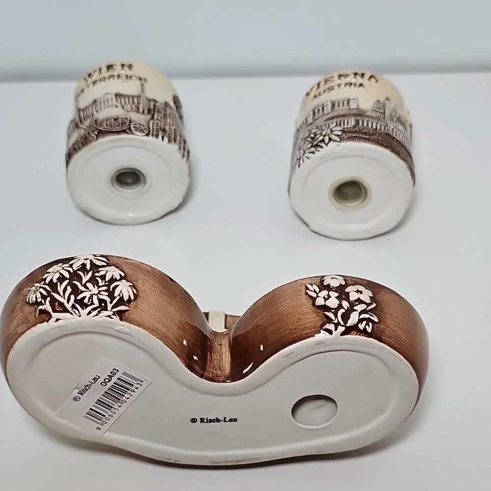 Risch Lau Vienna Austria Cityscape Salt Pepper Shakers Ceramic Holder